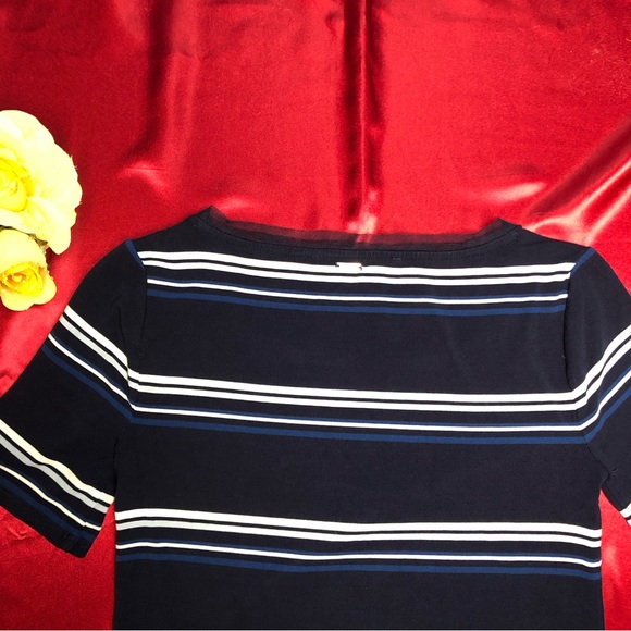 ⭐️NEW⭐️White House Black Market (WHBM) Short Sleeve Stripe Knit Shift Dress - Picture 12 of 12